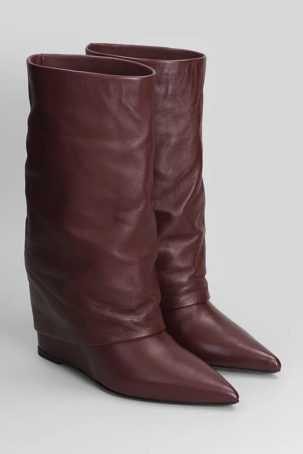 High Heels Ankle Boots In Bordeaux Leather - Image 2