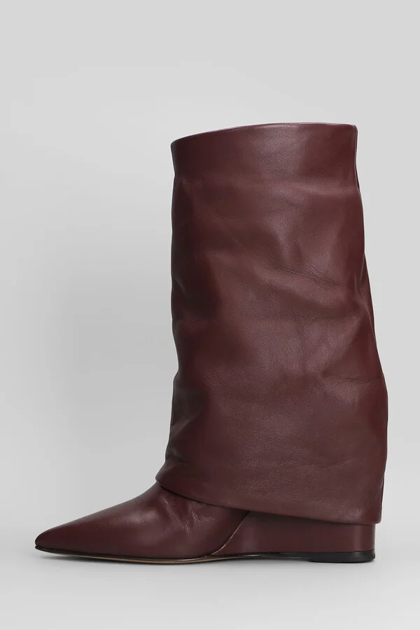 High Heels Ankle Boots In Bordeaux Leather - Image 3