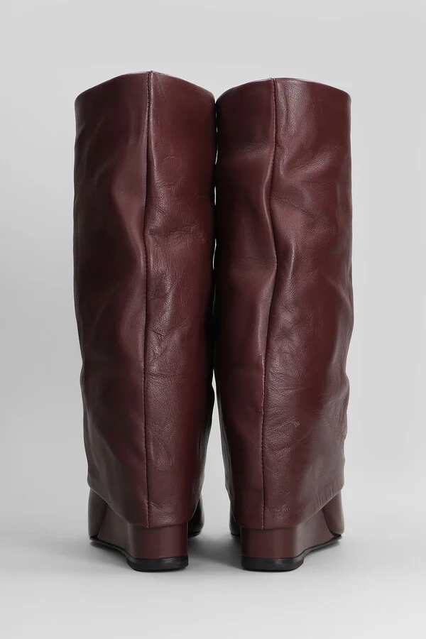 High Heels Ankle Boots In Bordeaux Leather - Image 4