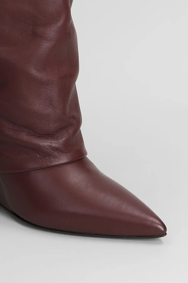 High Heels Ankle Boots In Bordeaux Leather - Image 5
