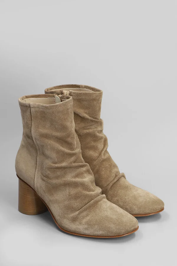High Heels Ankle Boots In Camel Suede - Image 2