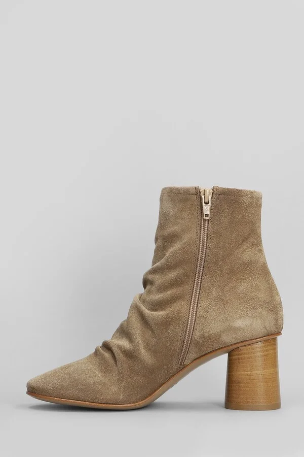 High Heels Ankle Boots In Camel Suede - Image 3