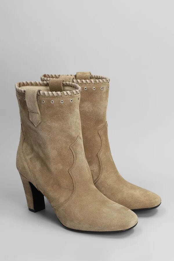 High Heels Ankle Boots In Camel Suede - Image 2