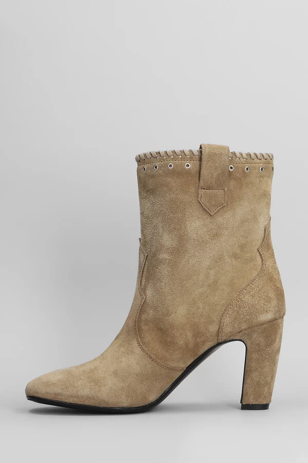High Heels Ankle Boots In Camel Suede - Image 3