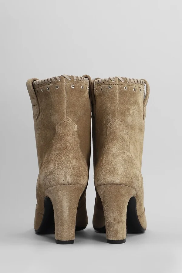 High Heels Ankle Boots In Camel Suede - Image 4
