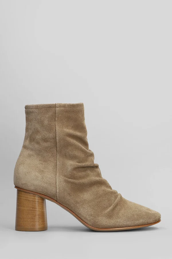 High Heels Ankle Boots In Camel Suede