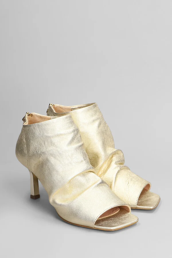 High Heels Ankle Boots In Platinum Leather - Image 2