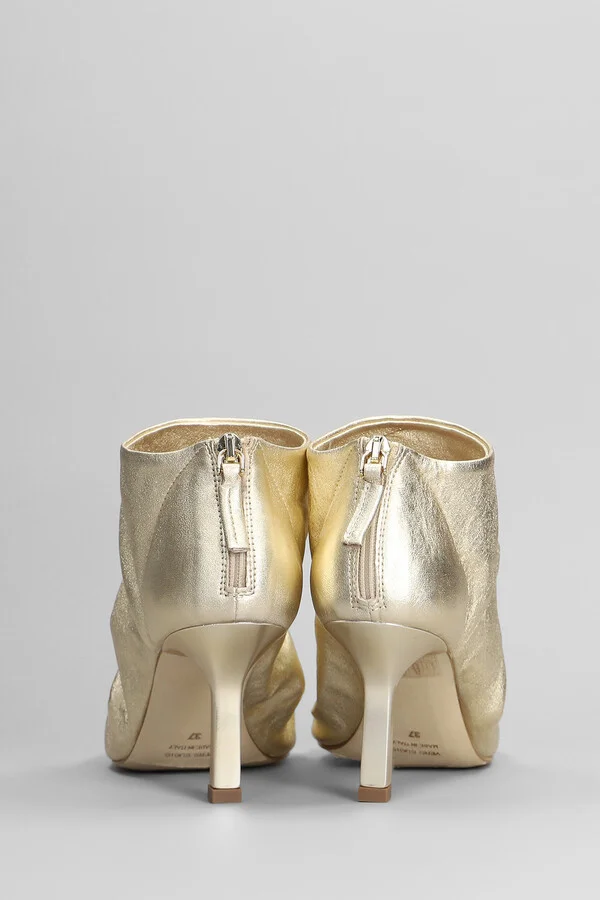 High Heels Ankle Boots In Platinum Leather - Image 4