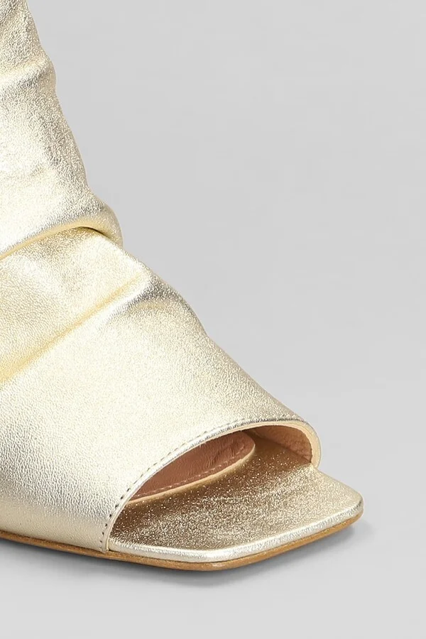 High Heels Ankle Boots In Platinum Leather - Image 5