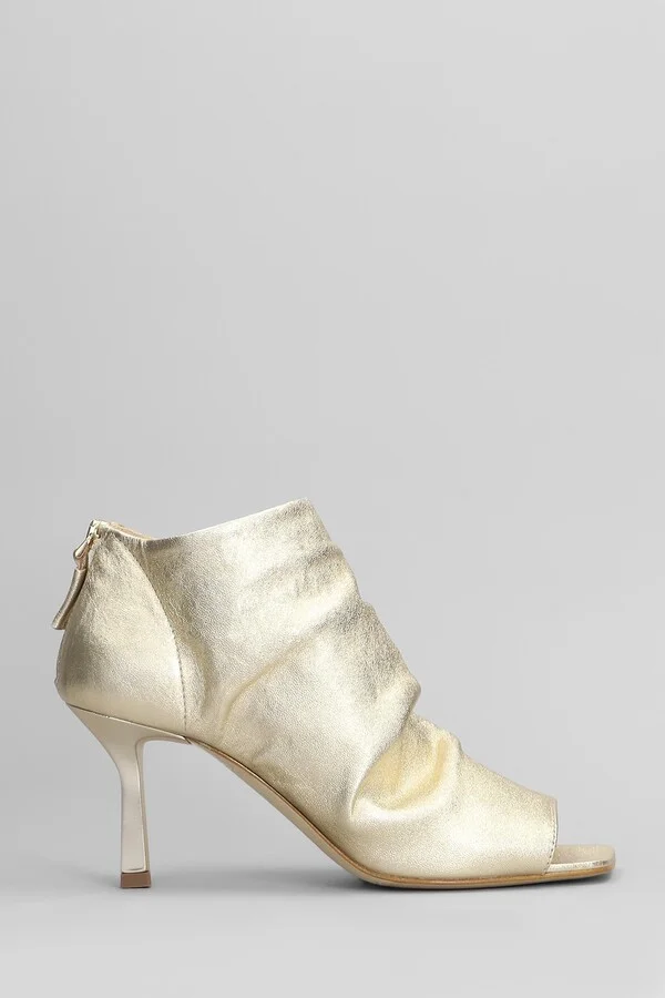 High Heels Ankle Boots In Platinum Leather