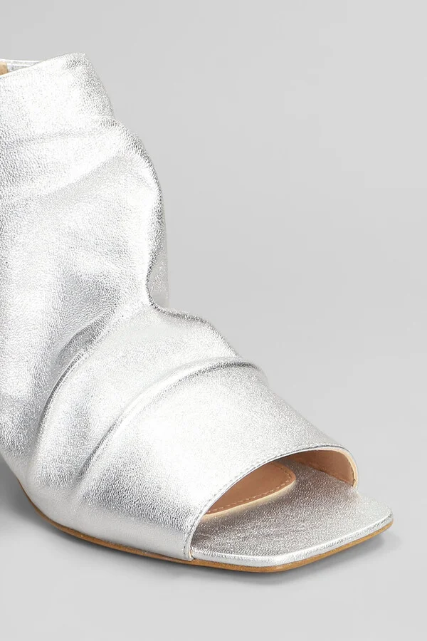 High Heels Ankle Boots In Silver Leather - Image 5