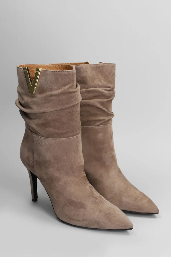 High Heels Ankle Boots In Taupe Suede - Image 2