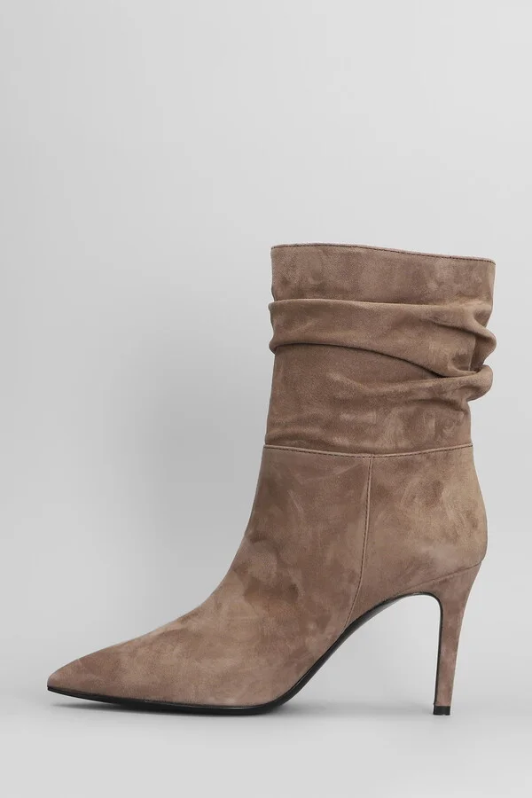 High Heels Ankle Boots In Taupe Suede - Image 3