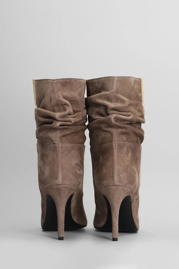 High Heels Ankle Boots In Taupe Suede - Image 4