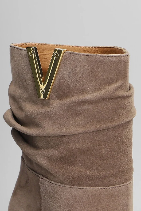 High Heels Ankle Boots In Taupe Suede - Image 5