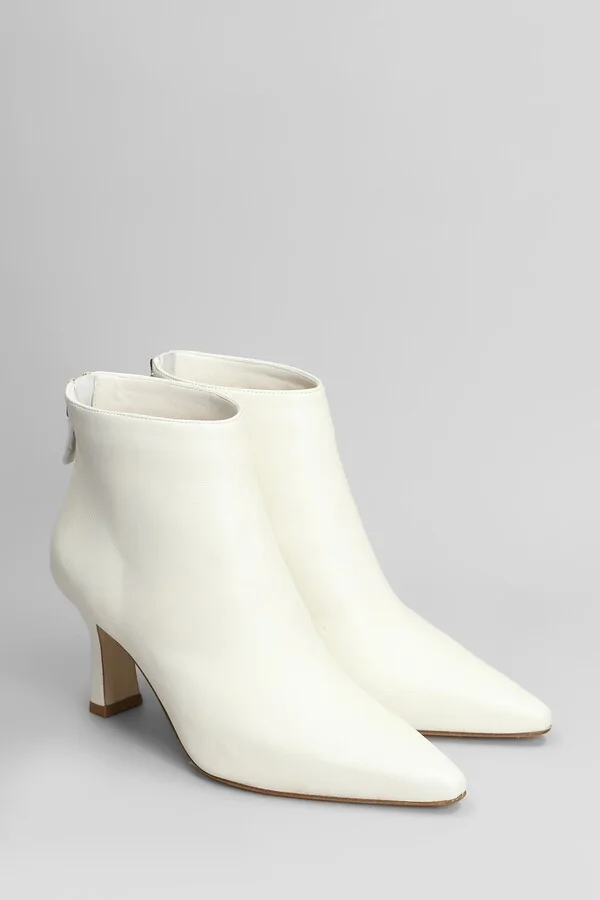 High Heels Ankle Boots In White Leather - Image 2