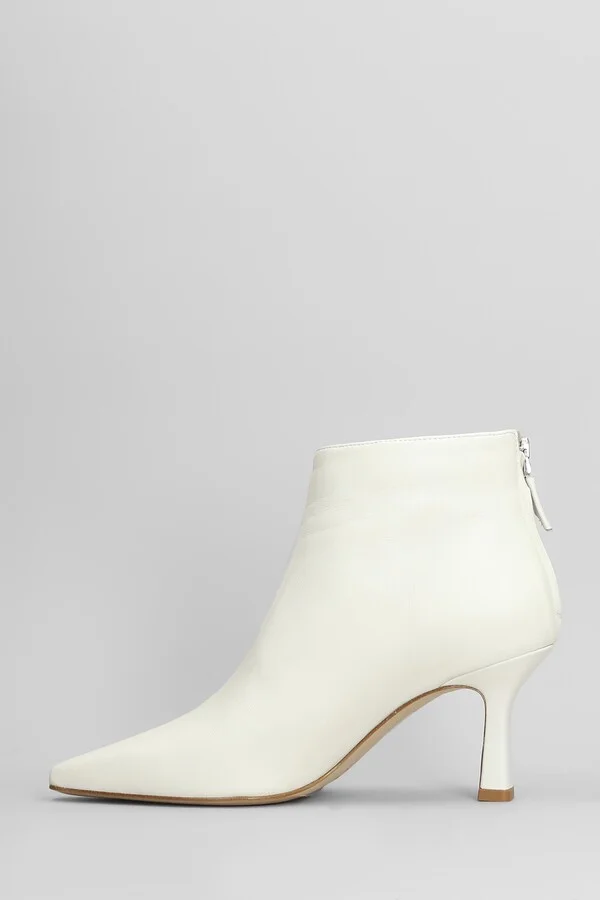High Heels Ankle Boots In White Leather - Image 3