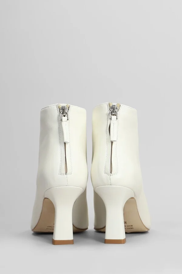 High Heels Ankle Boots In White Leather - Image 4