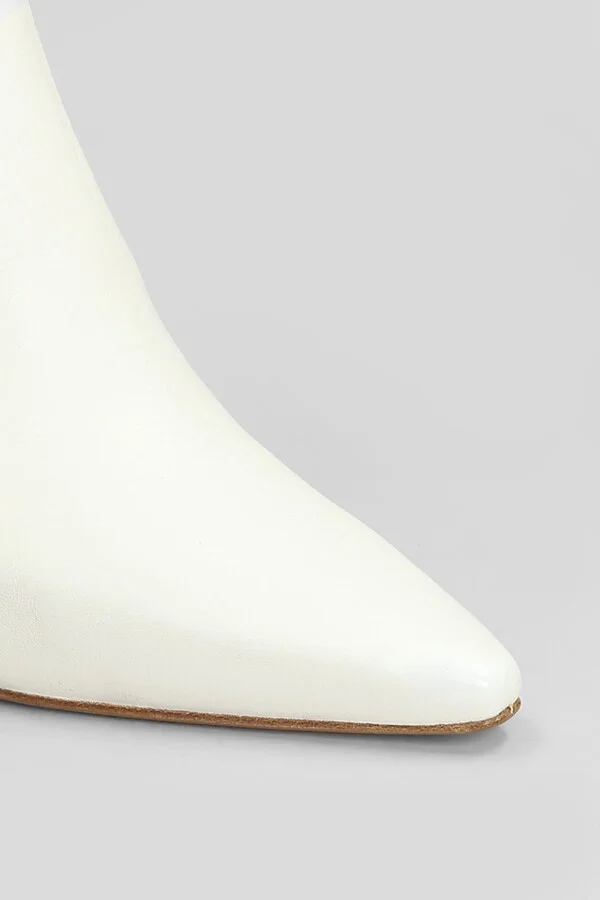 High Heels Ankle Boots In White Leather - Image 5