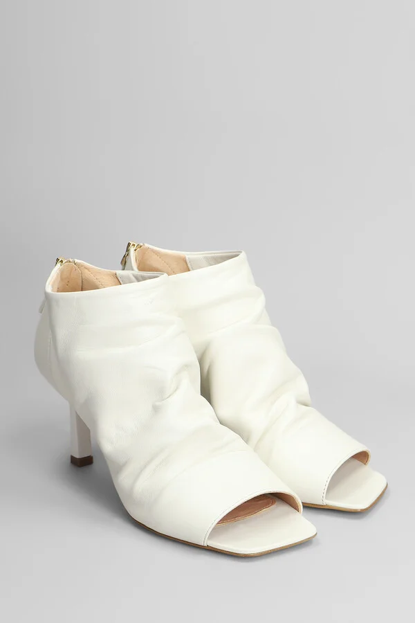 High Heels Ankle Boots In White Leather - Image 2