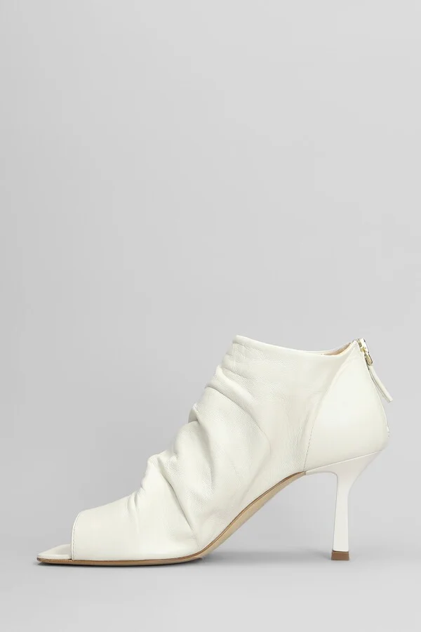 High Heels Ankle Boots In White Leather - Image 3