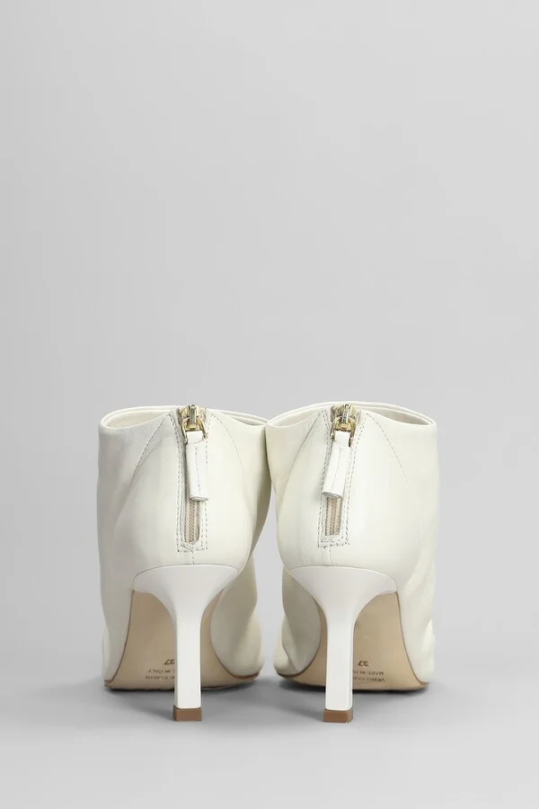 High Heels Ankle Boots In White Leather - Image 4