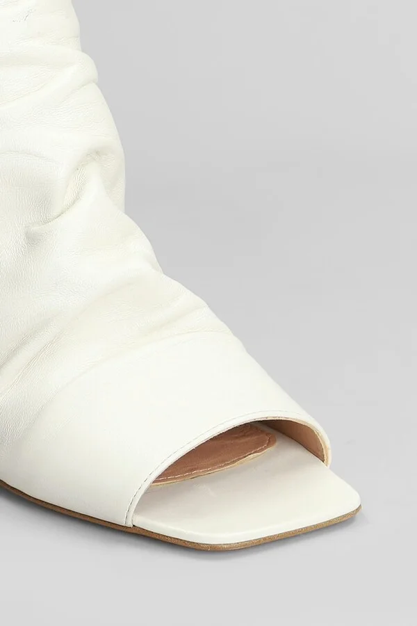 High Heels Ankle Boots In White Leather - Image 5
