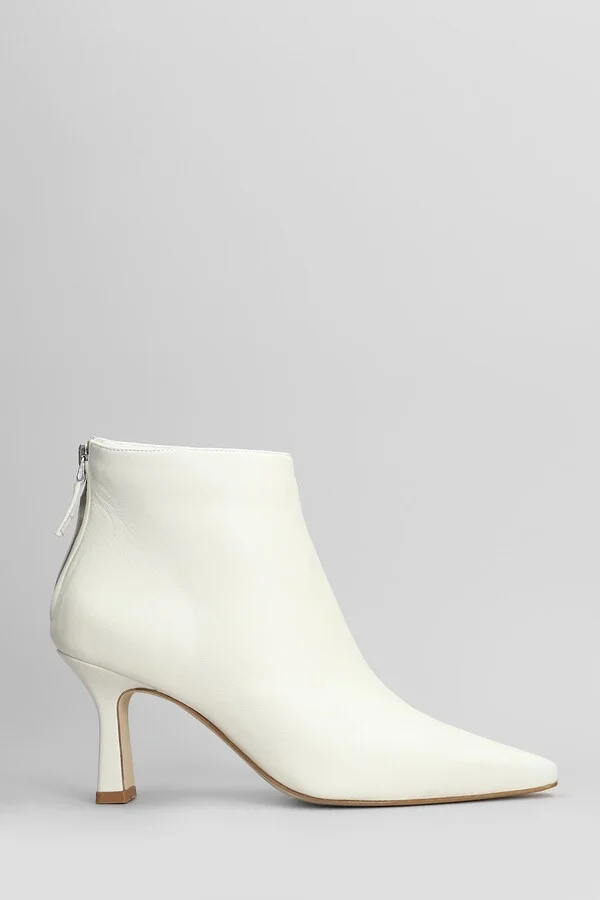 High Heels Ankle Boots In White Leather