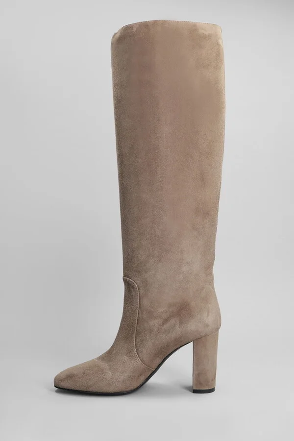 High Heels Boots In Beige Suede - Image 3