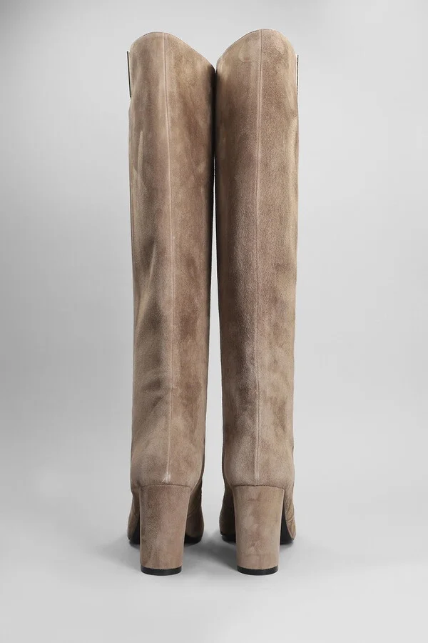 High Heels Boots In Beige Suede - Image 4