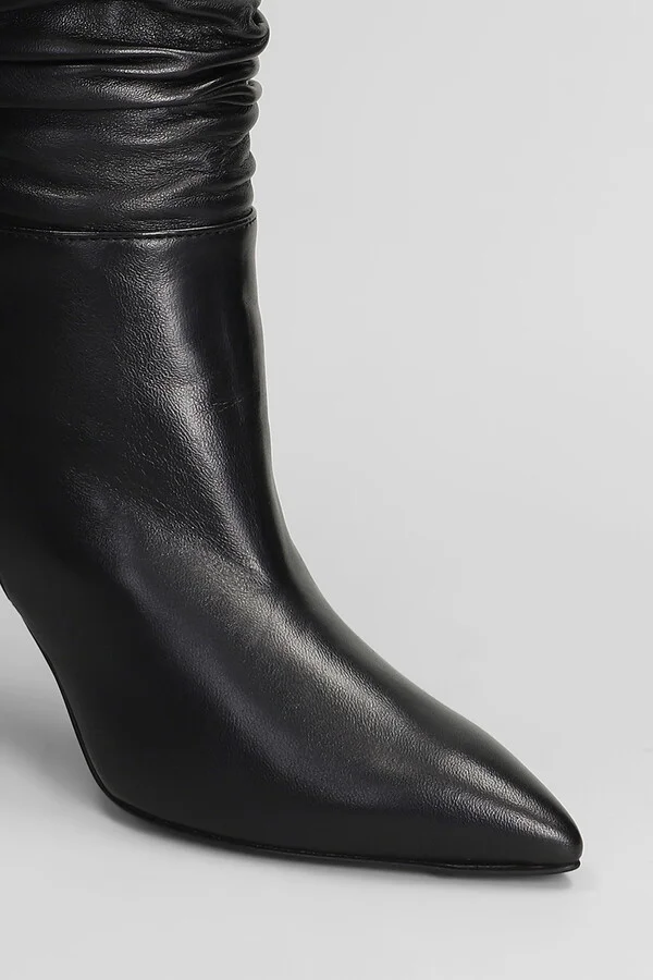 High Heels Boots In Black Leather - Image 5