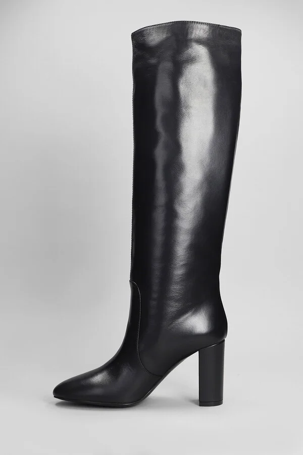 High Heels Boots In Black Leather - Image 3