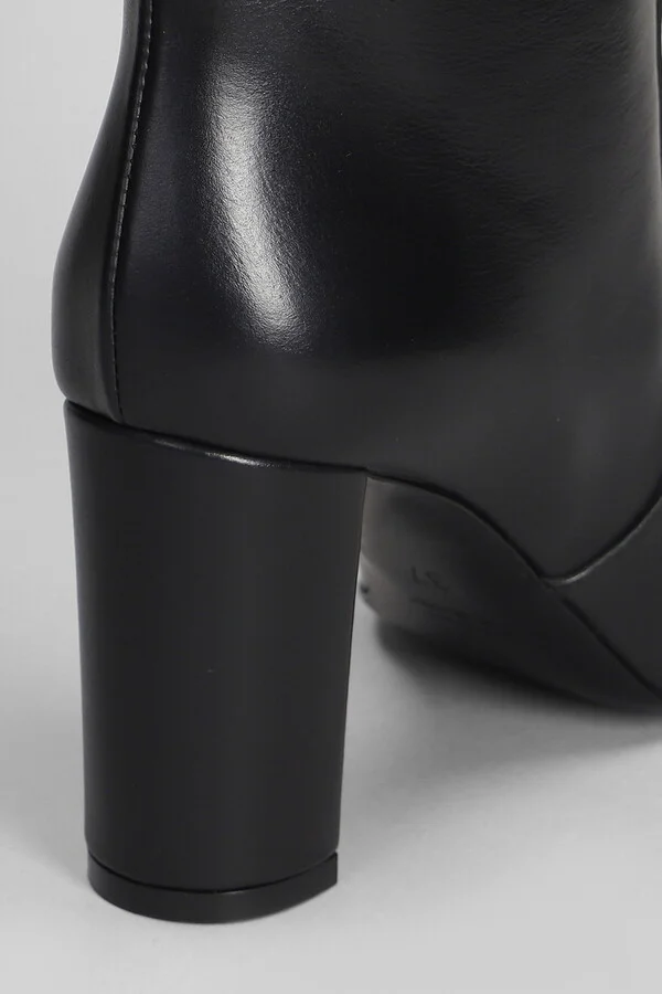 High Heels Boots In Black Leather - Image 5