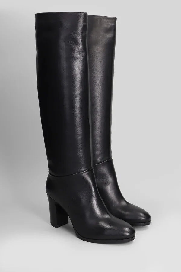 High Heels Boots In Black Leather - Image 2