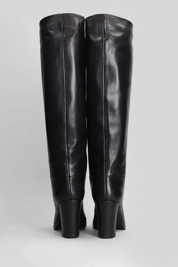 High Heels Boots In Black Leather - Image 4
