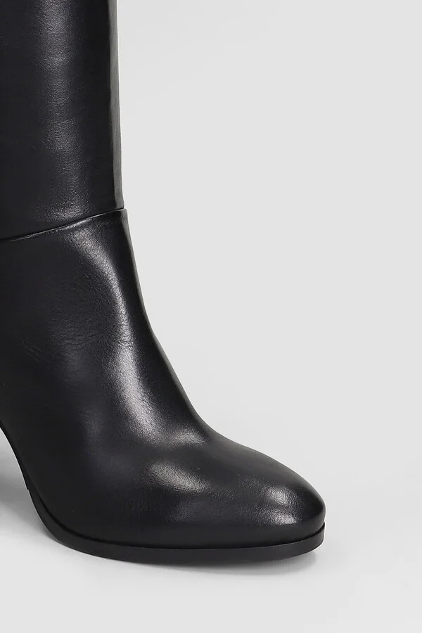 High Heels Boots In Black Leather - Image 5