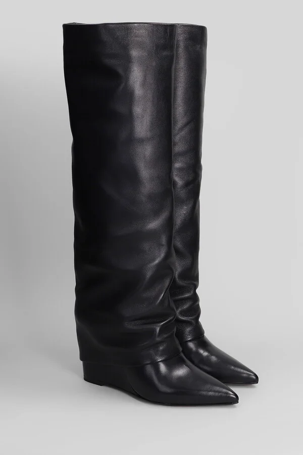 High Heels Boots In Black Leather - Image 2