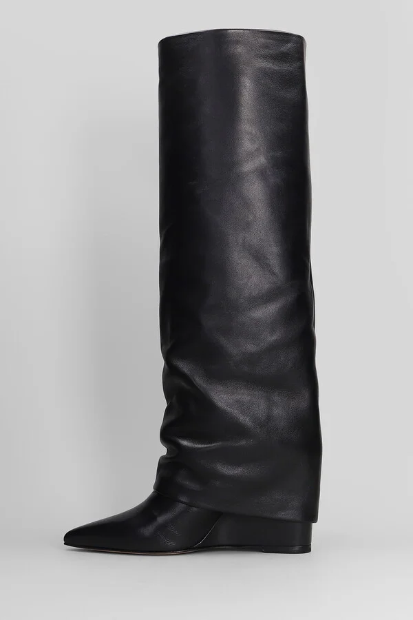 High Heels Boots In Black Leather - Image 3
