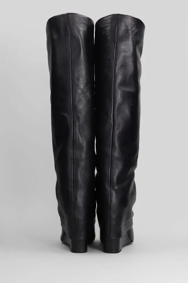 High Heels Boots In Black Leather - Image 4