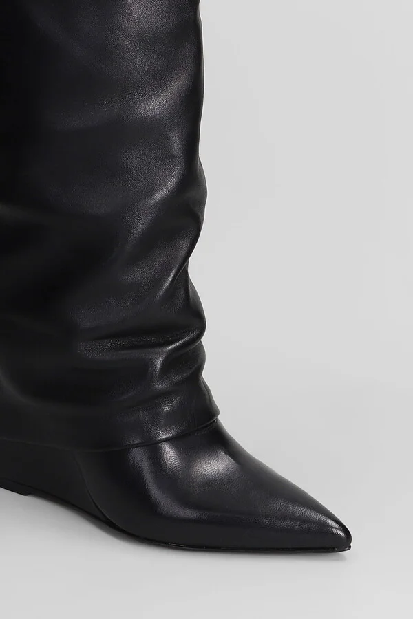 High Heels Boots In Black Leather - Image 5