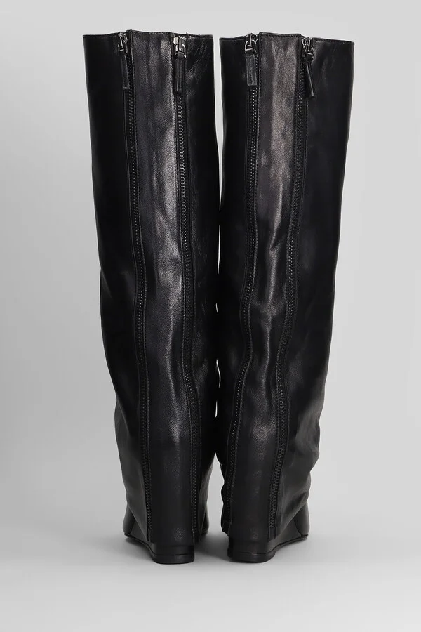 High Heels Boots In Black Leather - Image 4
