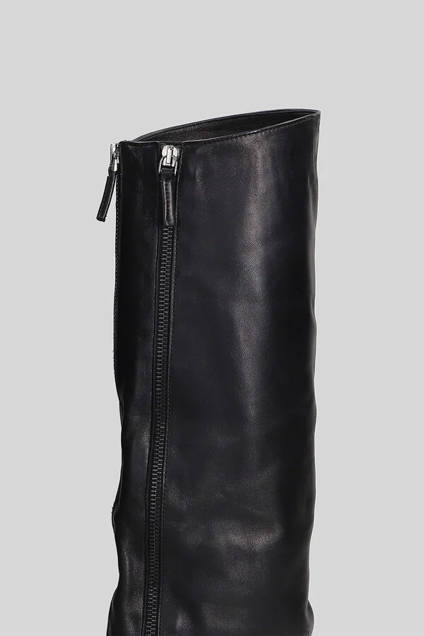 High Heels Boots In Black Leather - Image 5