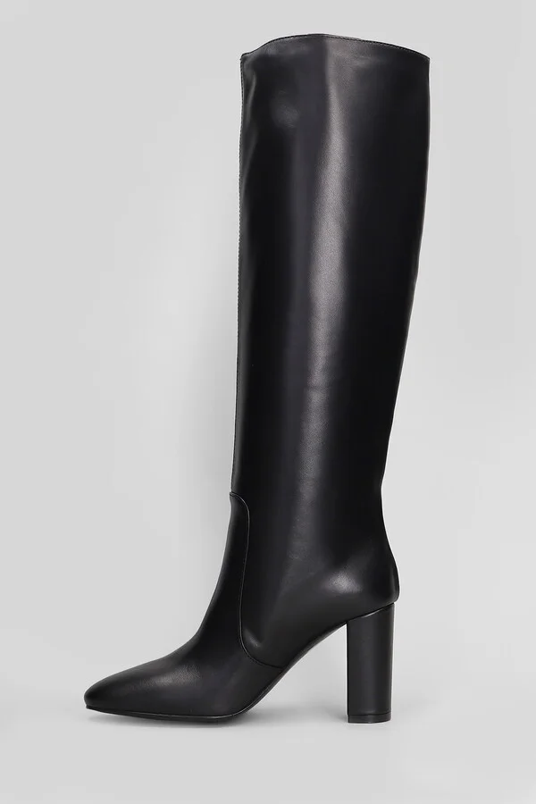 High Heels Boots In Black Leather - Image 3