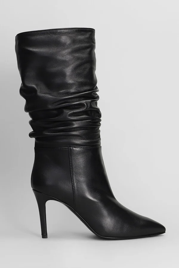 High Heels Boots In Black Leather