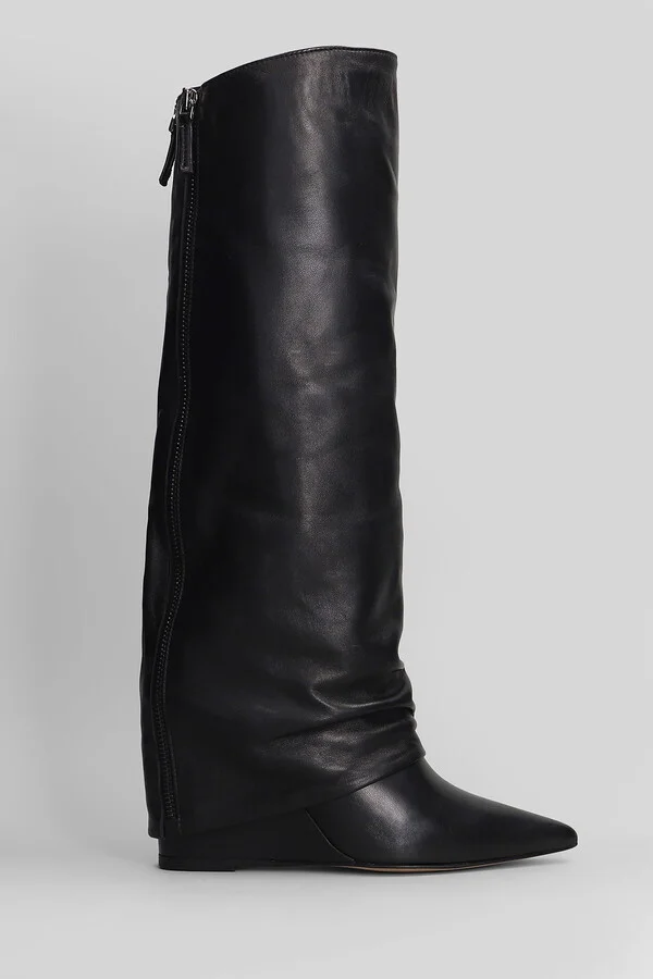 High Heels Boots In Black Leather