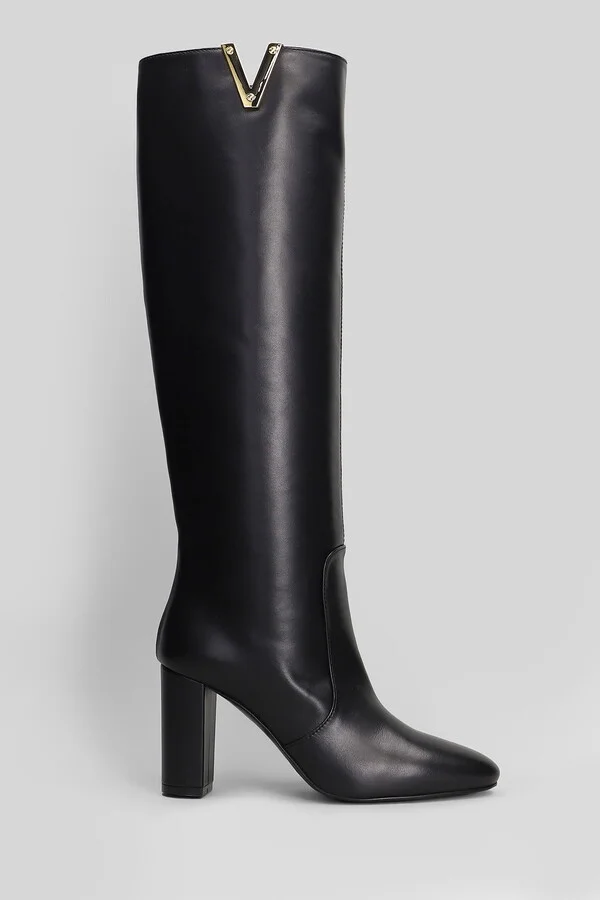 High Heels Boots In Black Leather