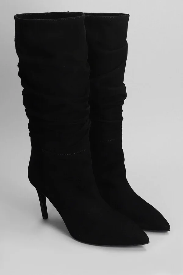 High Heels Boots In Black Suede - Image 2