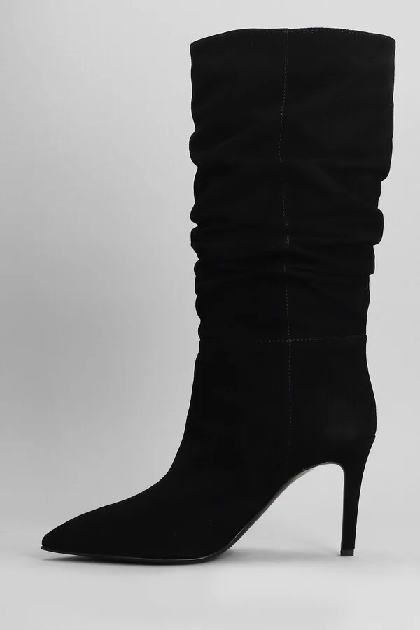 High Heels Boots In Black Suede - Image 3