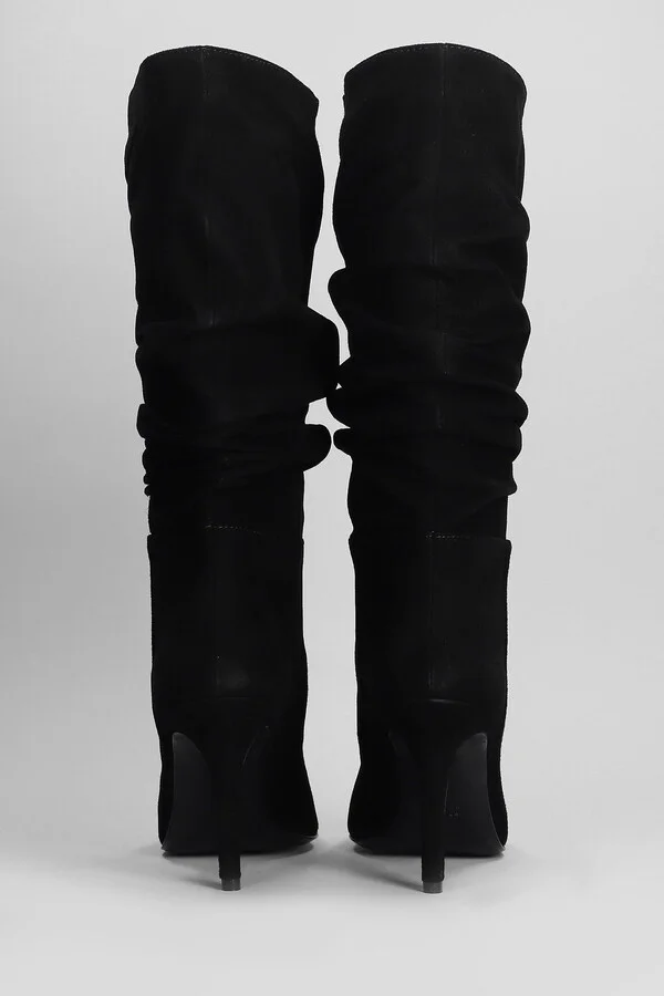 High Heels Boots In Black Suede - Image 4