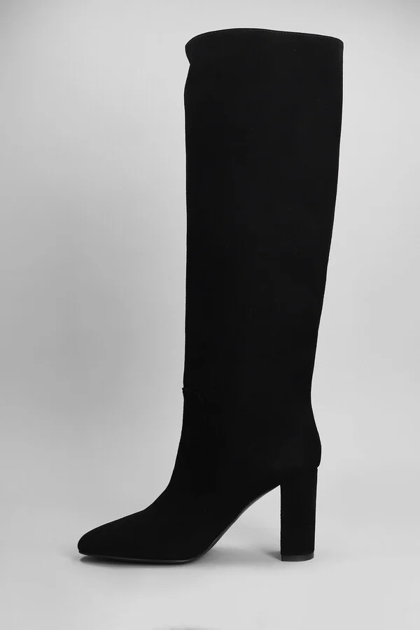 High Heels Boots In Black Suede - Image 3